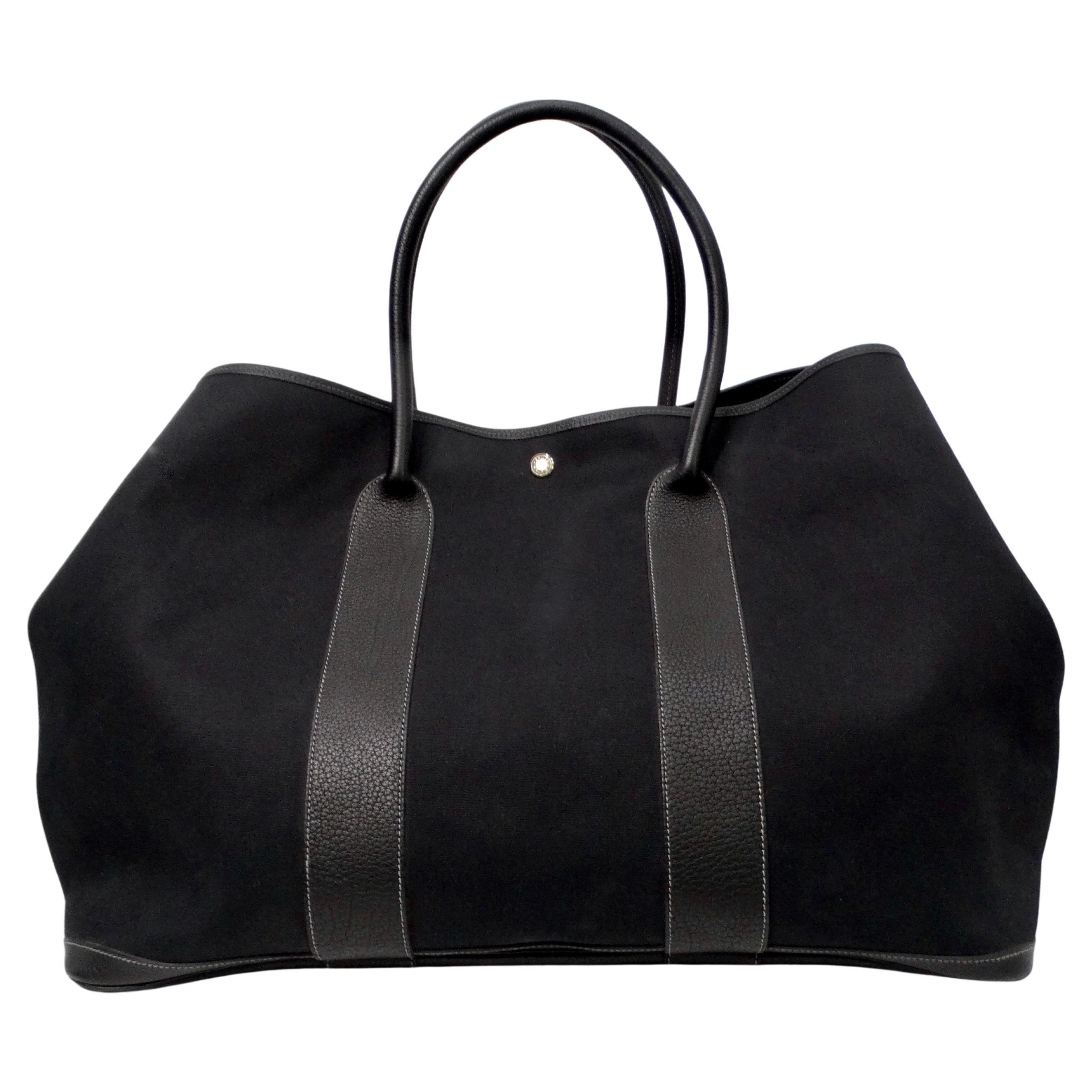 Hermes Black Toile & Negonda Garden Party 39 Tote Bag For Sale