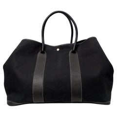 Hermes Black Toile & Negonda Garden Party 39 Tote Bag