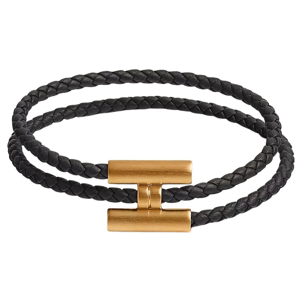 Hermès - Bracelet tournis tressé noir, taille 5 En vente sur 1stDibs
