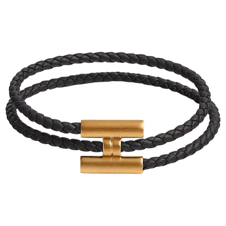 Hermes Black Tournis Tresse bracelet Size 5 For Sale at 1stDibs