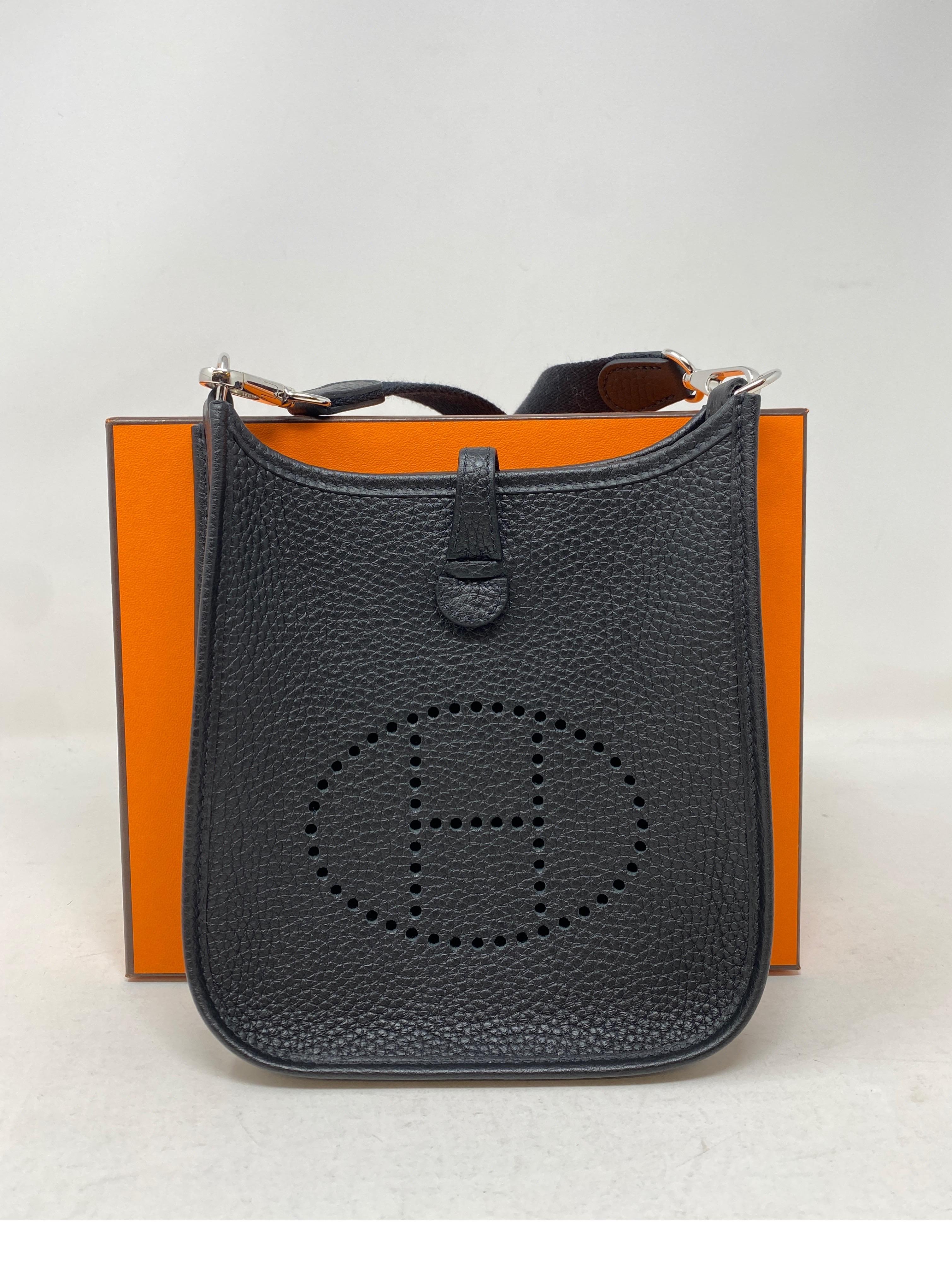 Hermes Black TPM Evelyne Bag. Beautiful mini bag by Hermes. Brand new with box. Guaranteed authentic. 