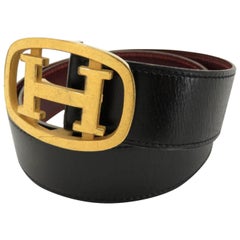 Hermès Black (Ultra Rare) Reversible H Logo Kit 869743 Belt