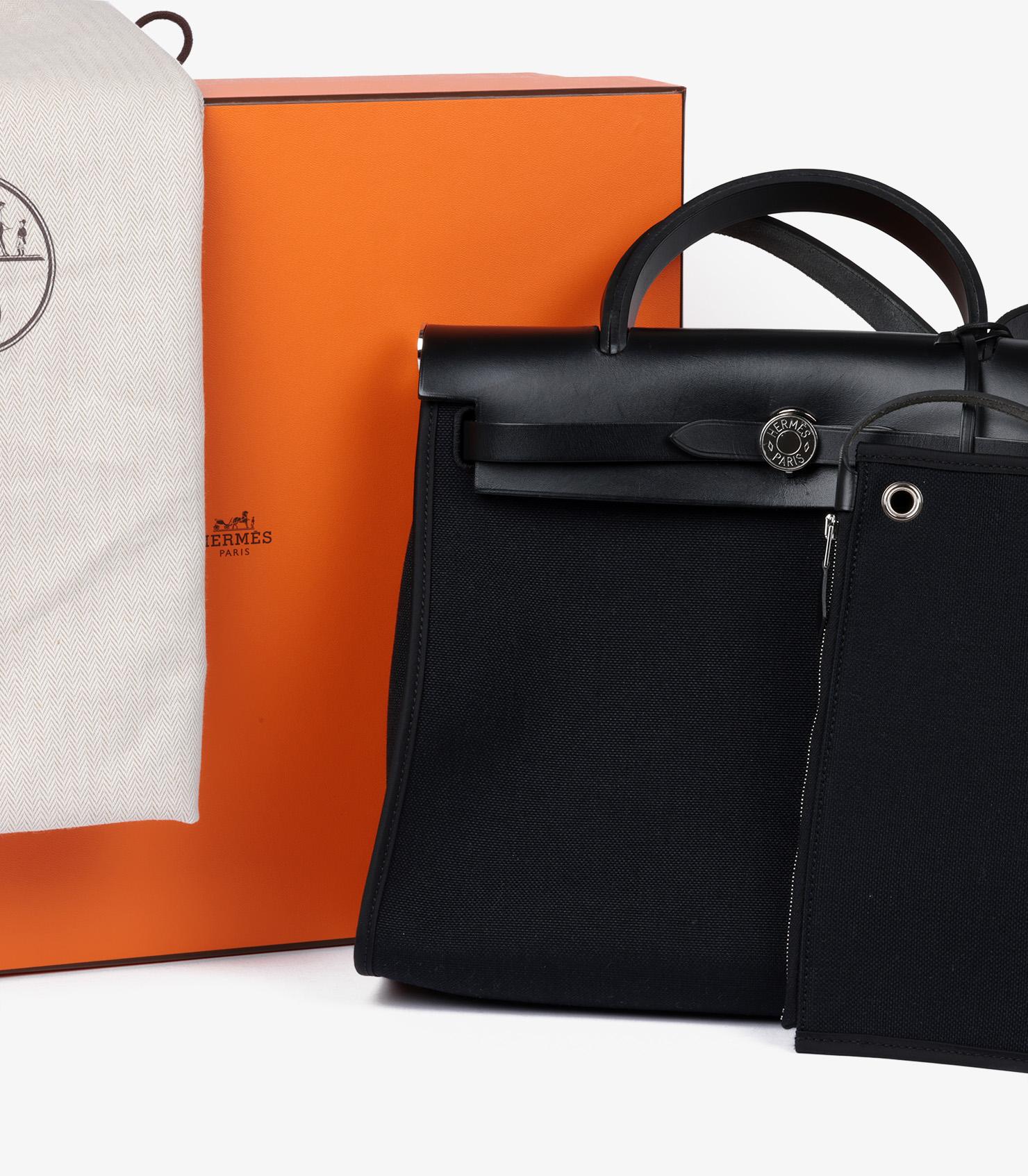 Hermès Black Vache Hunter Leather & Toile Herbag Zip 31 6