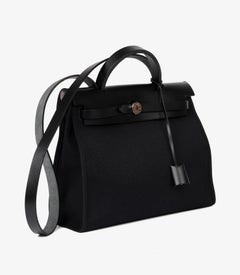 Hermès Black Vache Hunter Leather & Toile Herbag Zip 31