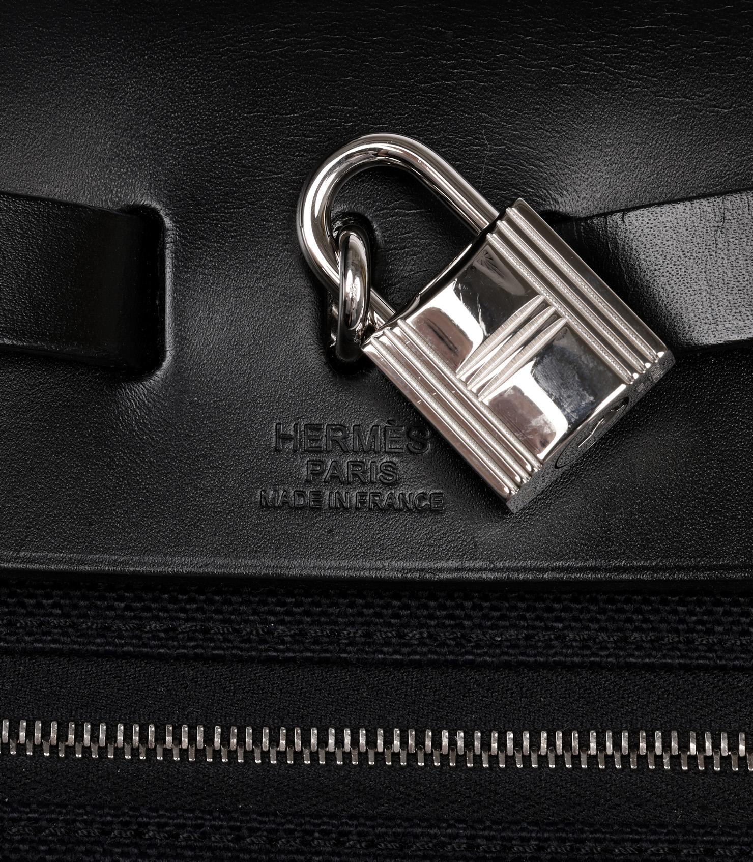 Hermès Black Vache Hunter Leather & Toile Herbag Zip 31 4