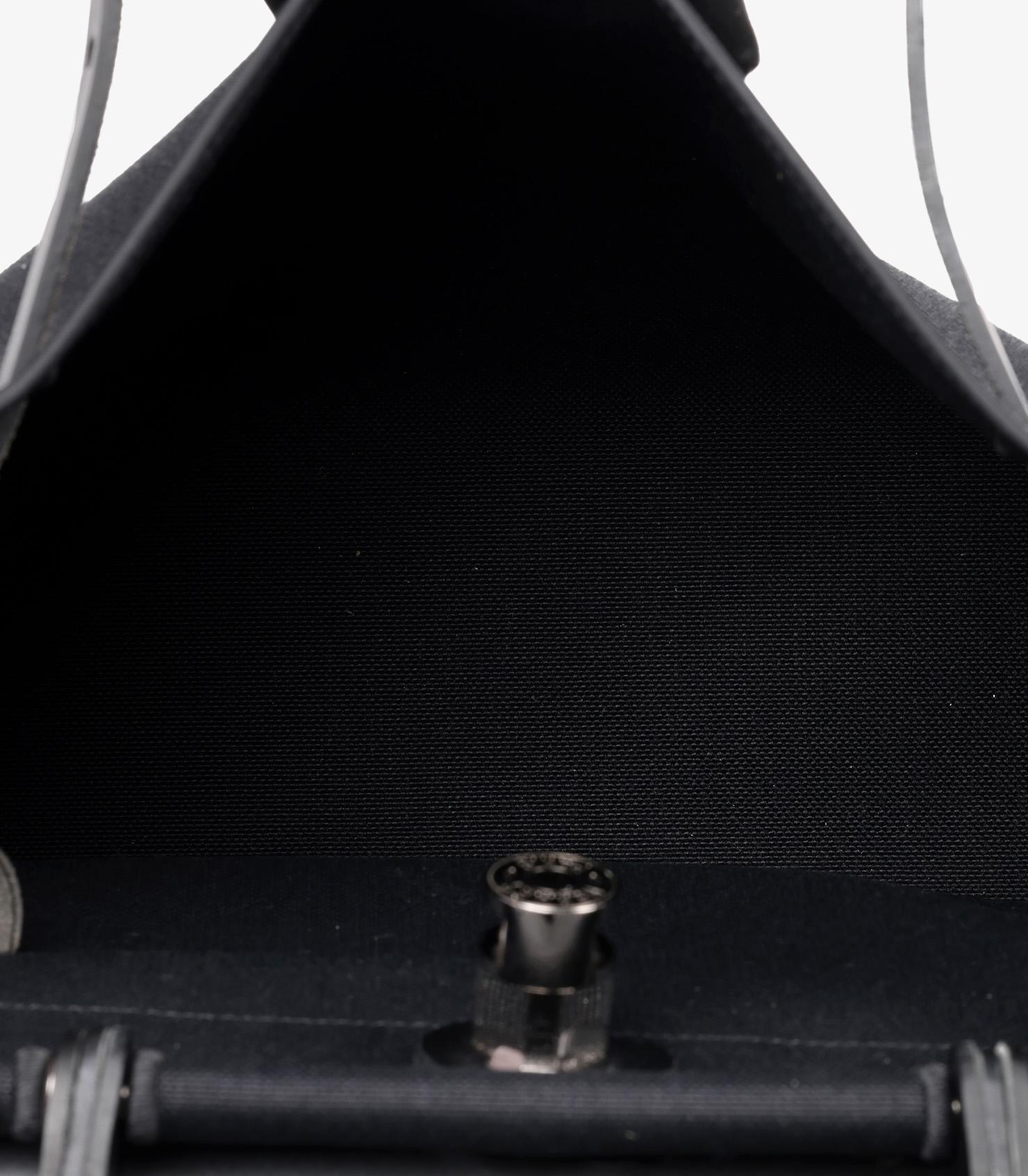 Hermès Black Vache Hunter Leather & Toile Herbag Zip 31 5