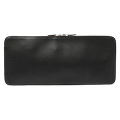 Used Hermes Black Vache Liegee Leather Travel Tie Case