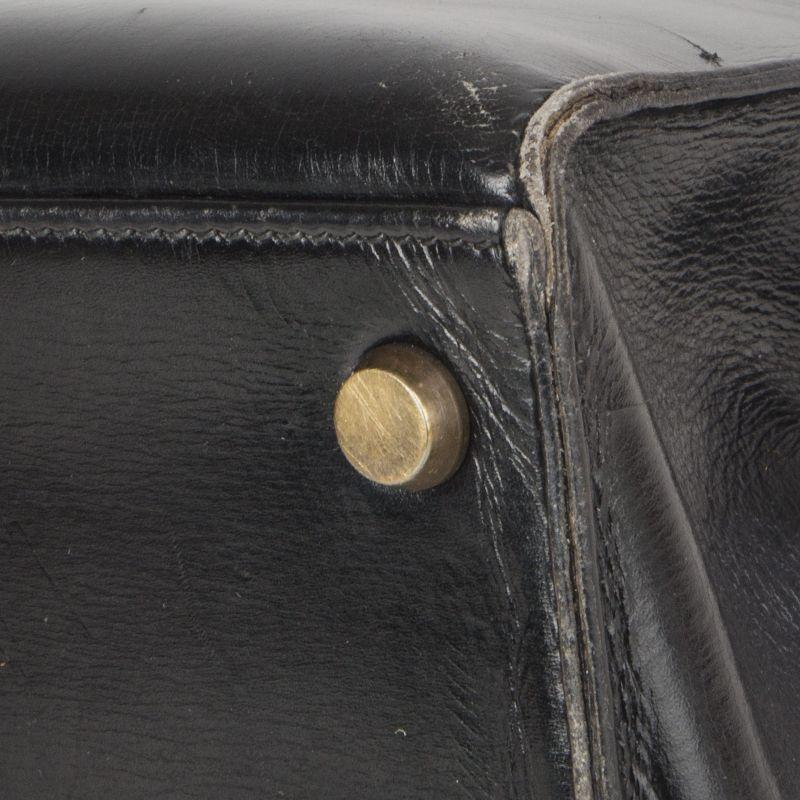 HERMES black Veau Box leather & Gold KELLY 32 Sellier Bag VINTAGE 5