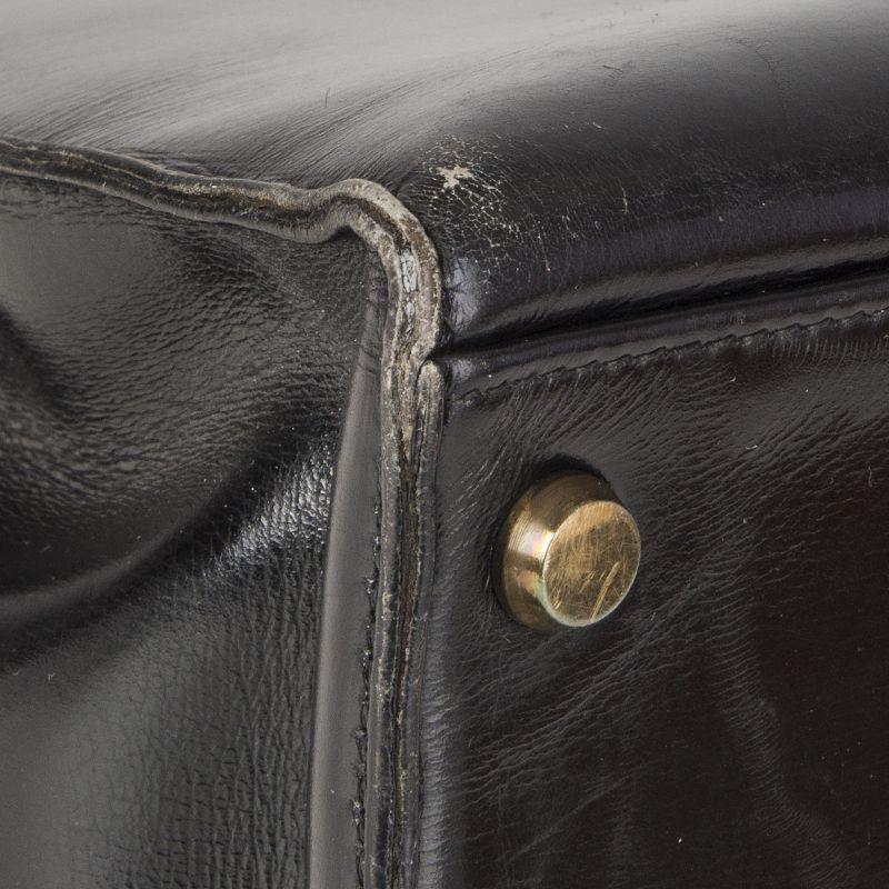 HERMES black Veau Box leather & Gold KELLY 32 Sellier Bag VINTAGE 6