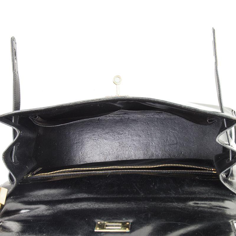 HERMES black Veau Box leather & Gold KELLY 32 Sellier Bag VINTAGE 2