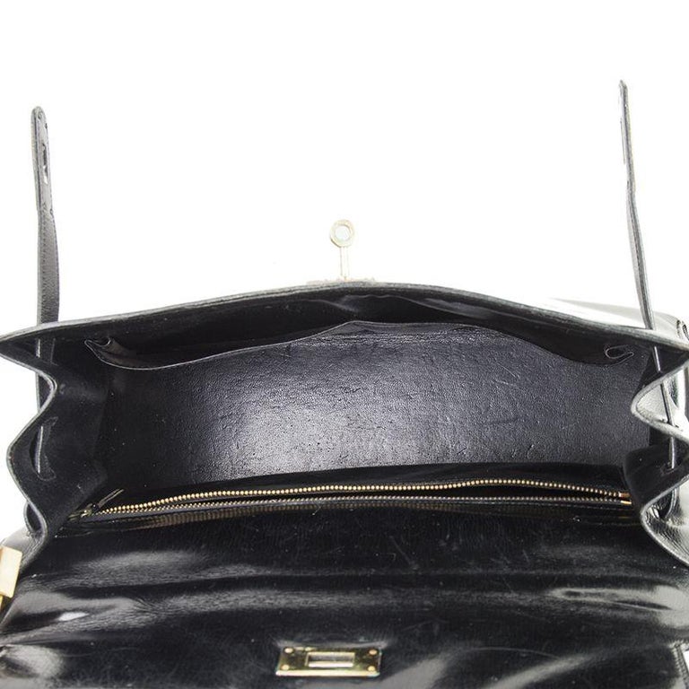 HERMES black Veau Box leather and Gold KELLY 32 Sellier Bag VINTAGE at ...