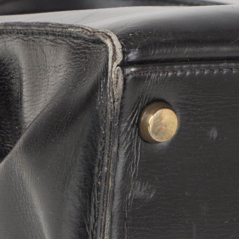 HERMES black Veau Box leather & Gold KELLY 32 Sellier Bag VINTAGE 3