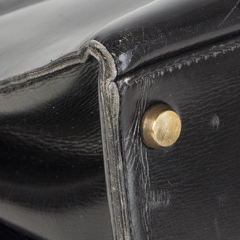 HERMES black Veau Box leather & Gold KELLY 32 Sellier Bag VINTAGE 4