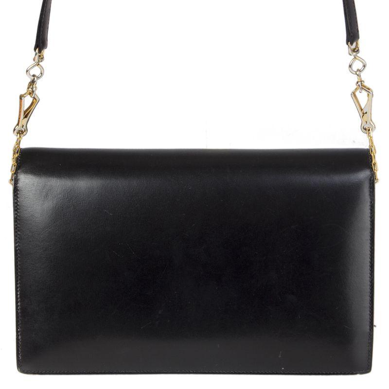 HERMES Black Veau Box leather and Gold LYDIE Shoulder Bag / Clutch at ...