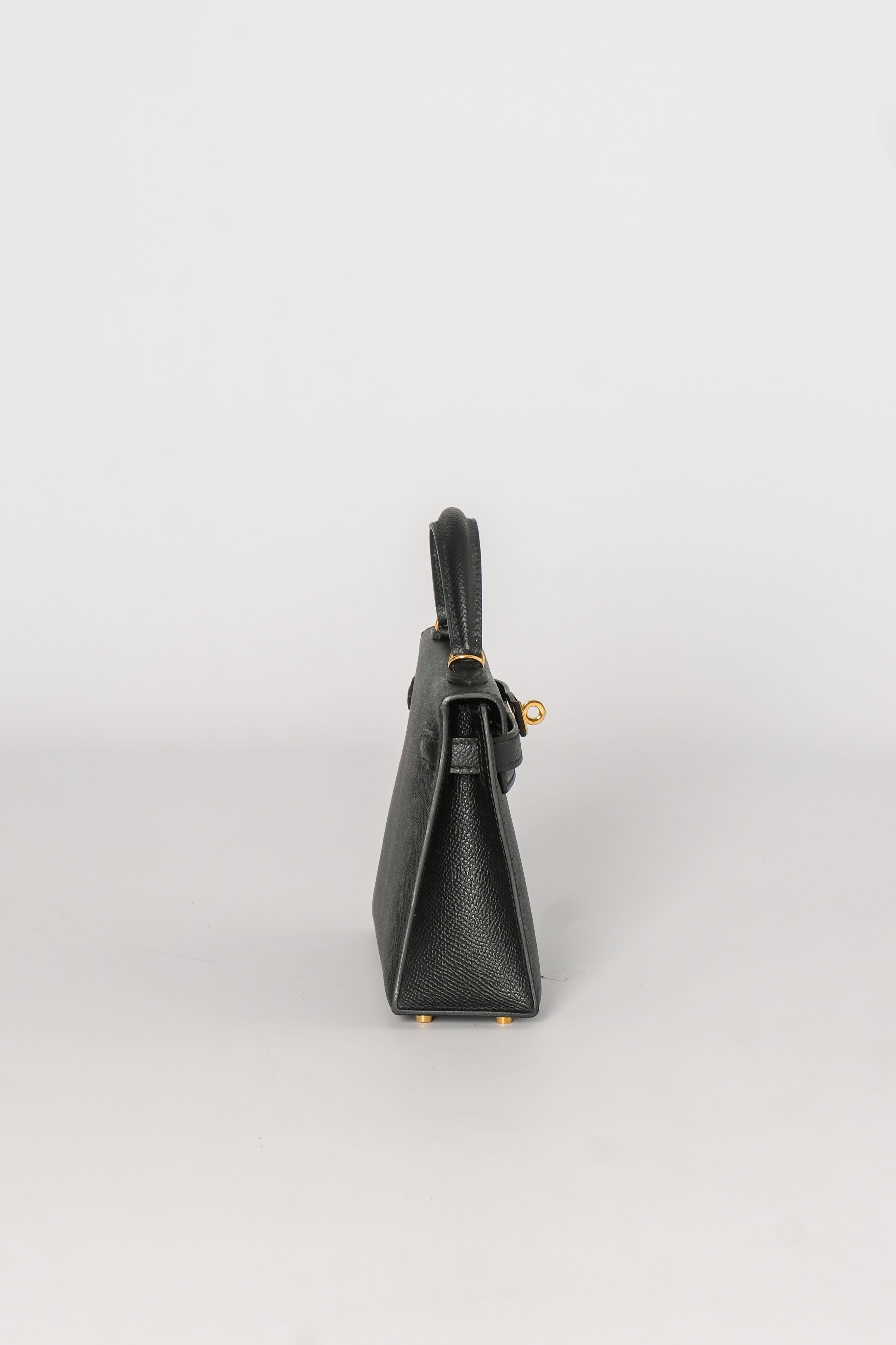 Women's Hermès Black Veau Gold Plated Epsom Mini Kelly II Bag Sellier 20
