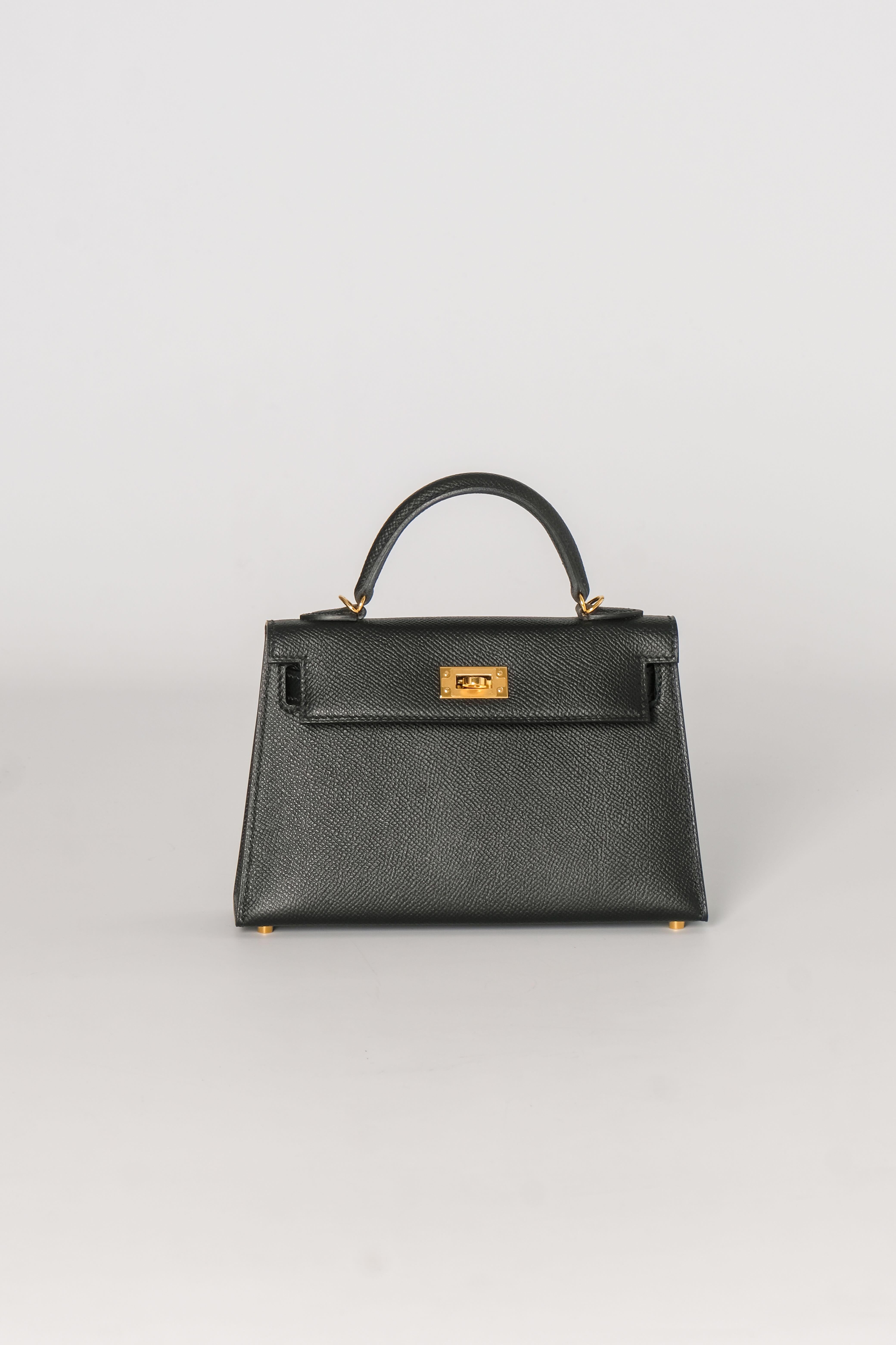 Hermès Black Veau Gold Plated Epsom Mini Kelly II Bag Sellier 20 2