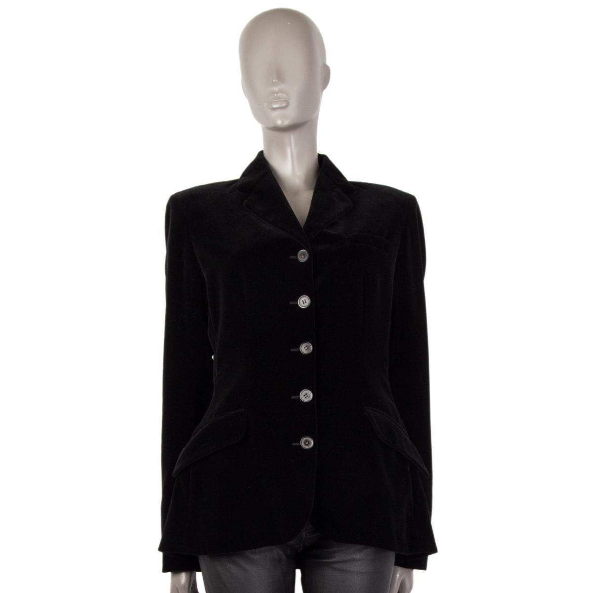 HERMES black velvet Classic Blazer Jacket 42 L In Excellent Condition For Sale In Zürich, CH