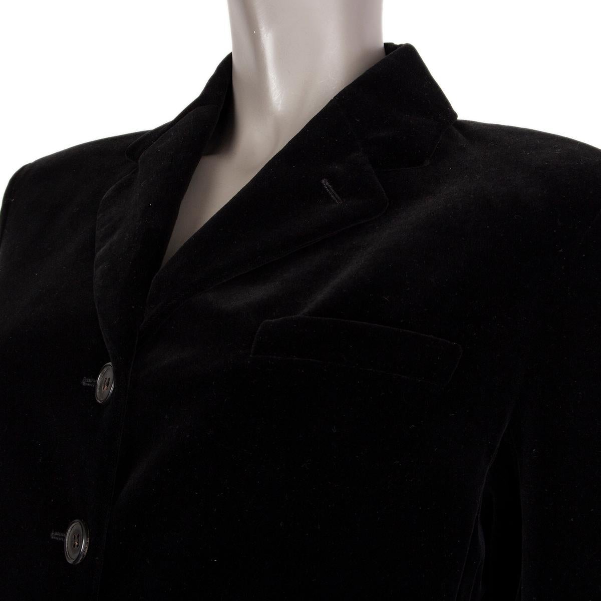 Women's HERMES black velvet Classic Blazer Jacket 42 L For Sale