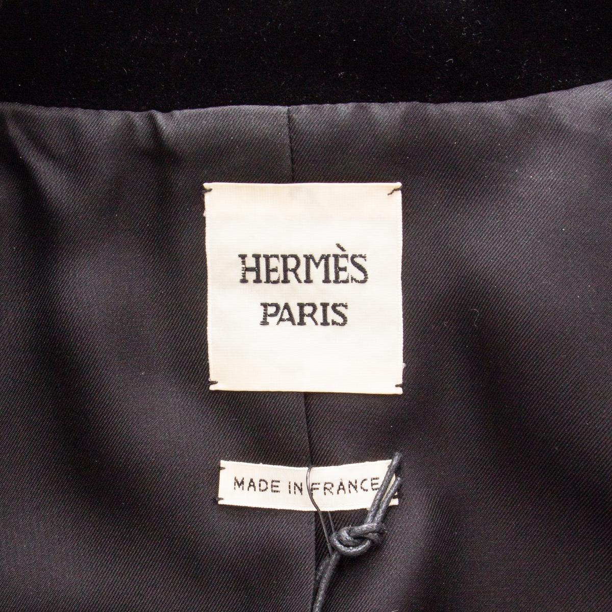 HERMES black velvet Classic Blazer Jacket 42 L For Sale 1