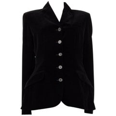 HERMES Schwarzer Samt Classic Blazer Jacke 42 L