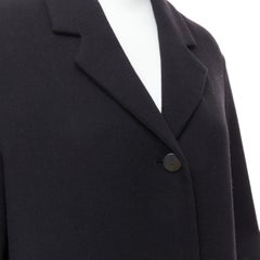 HERMES black virgin wool blend H logo buttons patch pocket coat FR36 S