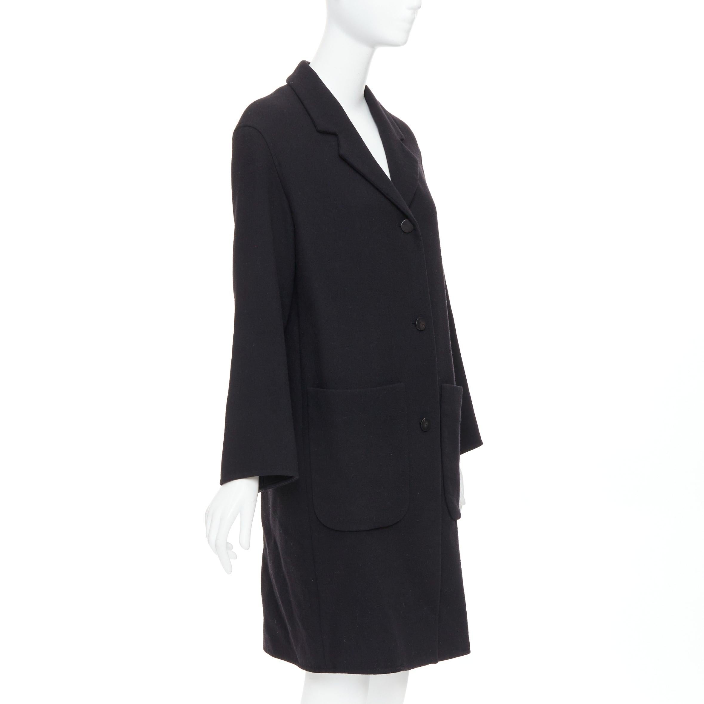 HERMES nero in lana vergine misto H logo bottoni tasca applicata cappotto FR36 S In condizioni buone in vendita a Hong Kong, NT