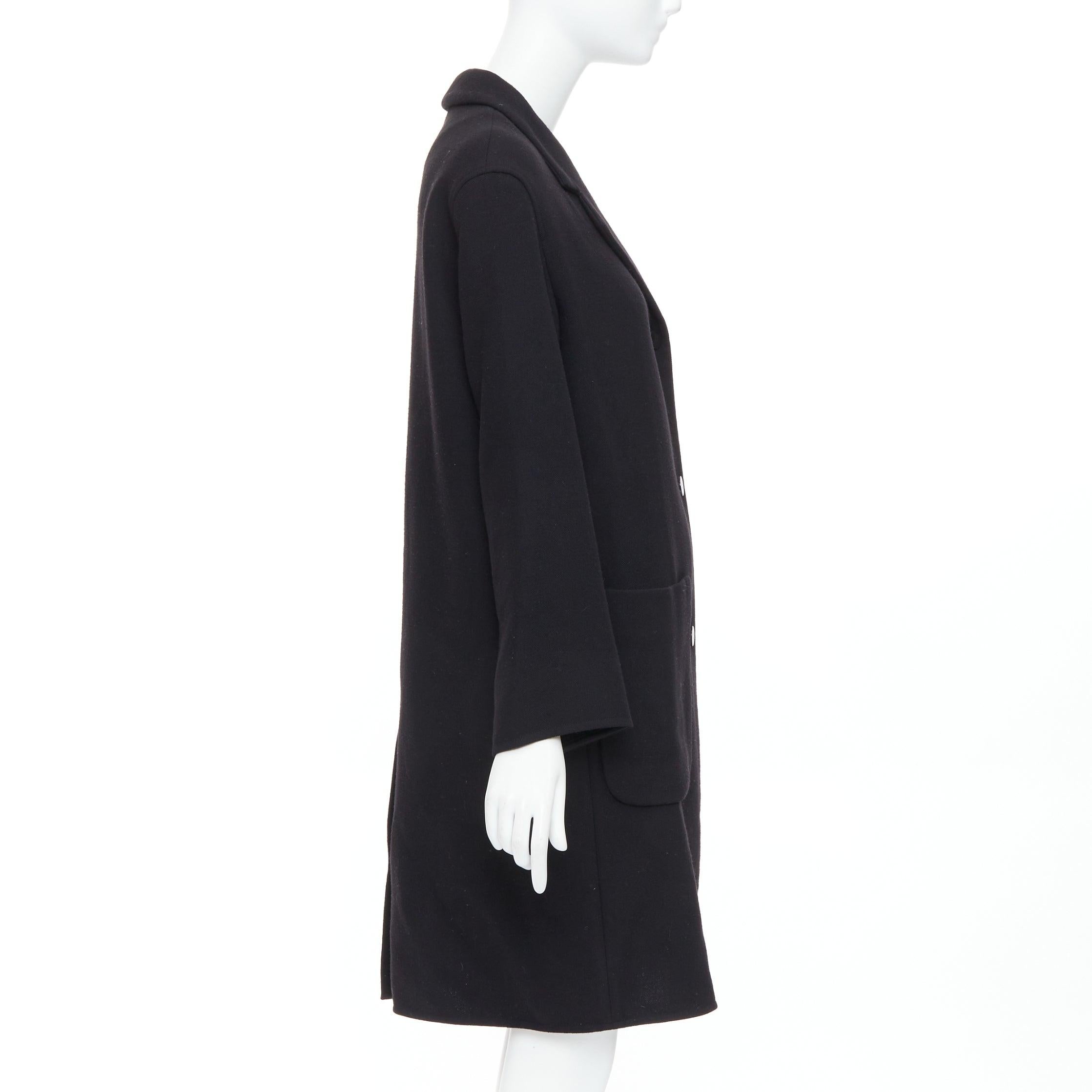 Donna HERMES nero in lana vergine misto H logo bottoni tasca applicata cappotto FR36 S in vendita
