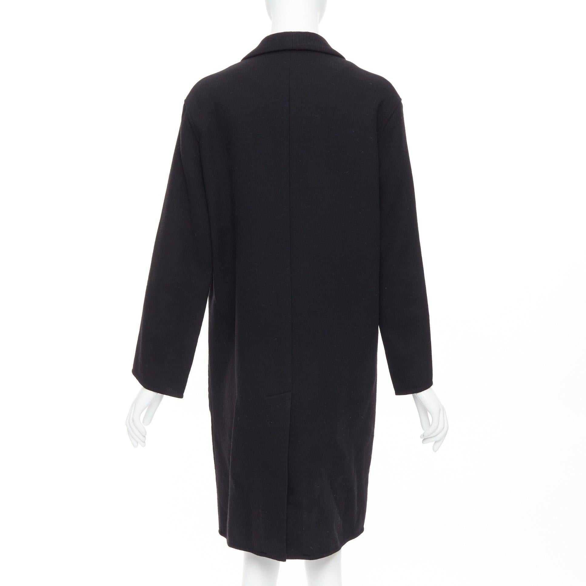 HERMES nero in lana vergine misto H logo bottoni tasca applicata cappotto FR36 S in vendita 1
