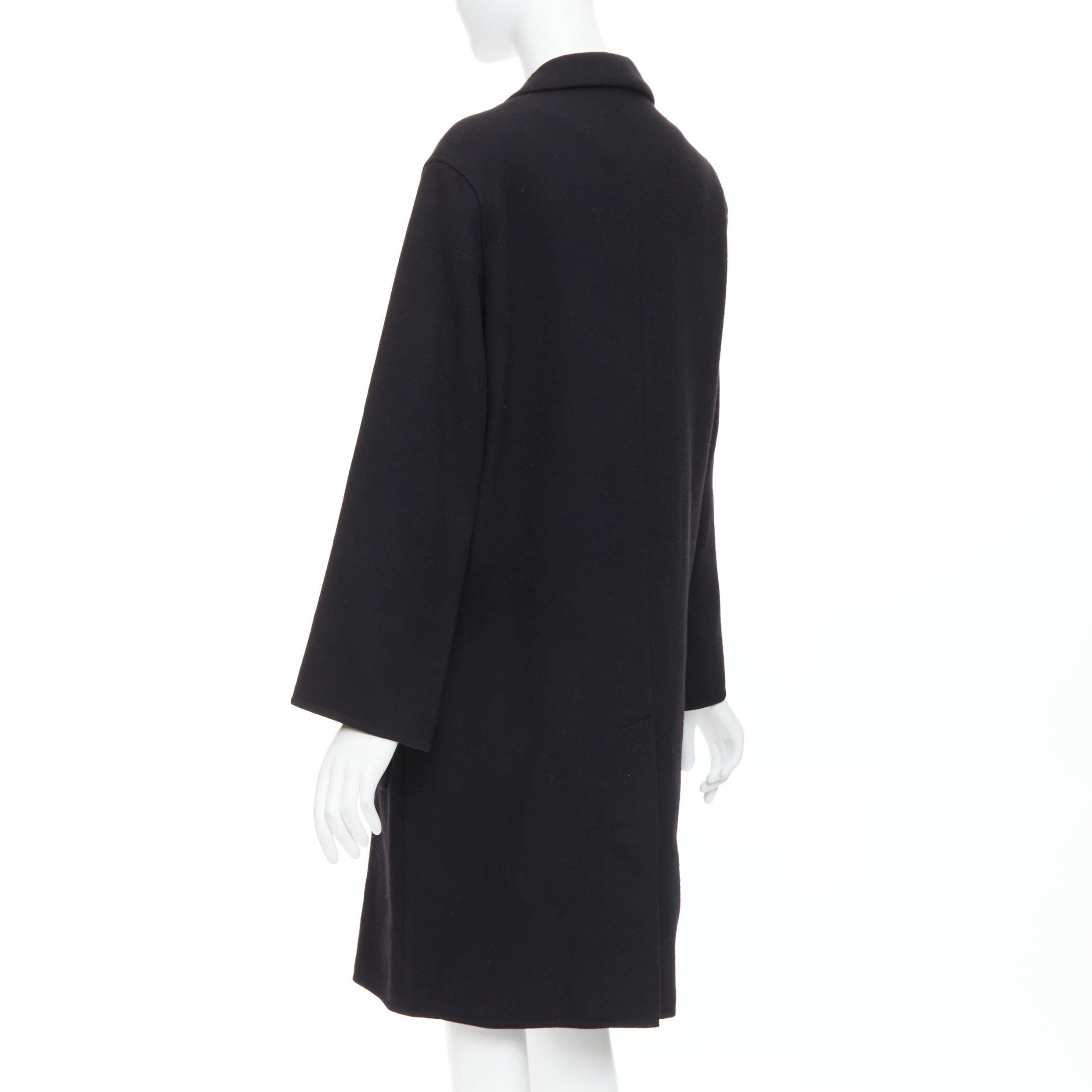 HERMES nero in lana vergine misto H logo bottoni tasca applicata cappotto FR36 S in vendita 2
