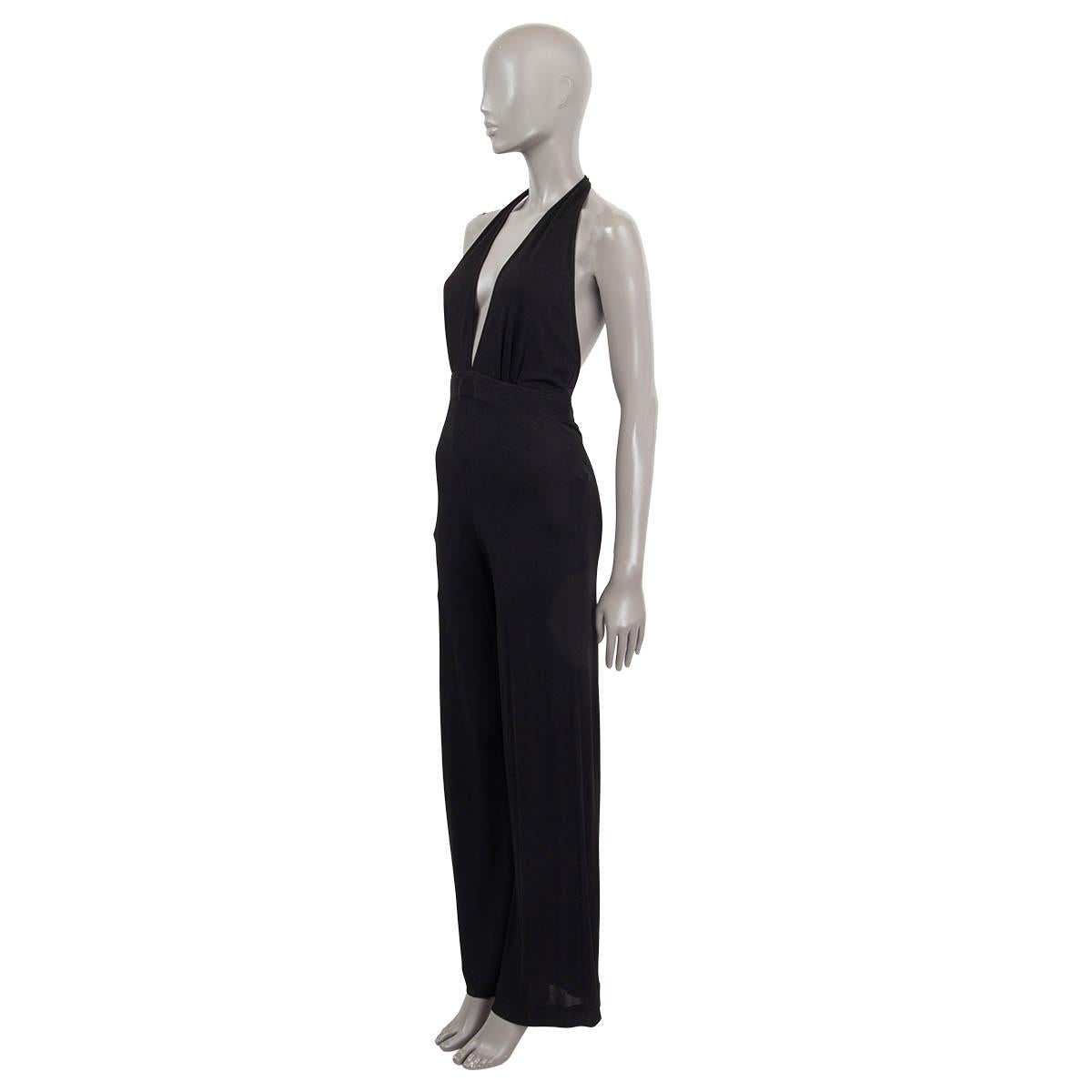 100% authentic Hermès halter neck wide leg open back jumpsuit in black viscose (100%). Closes with a concealed zipper and one hook in the back. Unlined. Has been worn and is excellent condition.

Measurements
Tag Size	36
Size	XS
Bust From	32cm