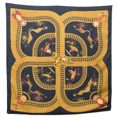 Hermes Black Voitures Paniers by J Abadie Silk Scarf