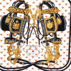 Hermès - Echarpe en soie Brides de Gala noir et blanc