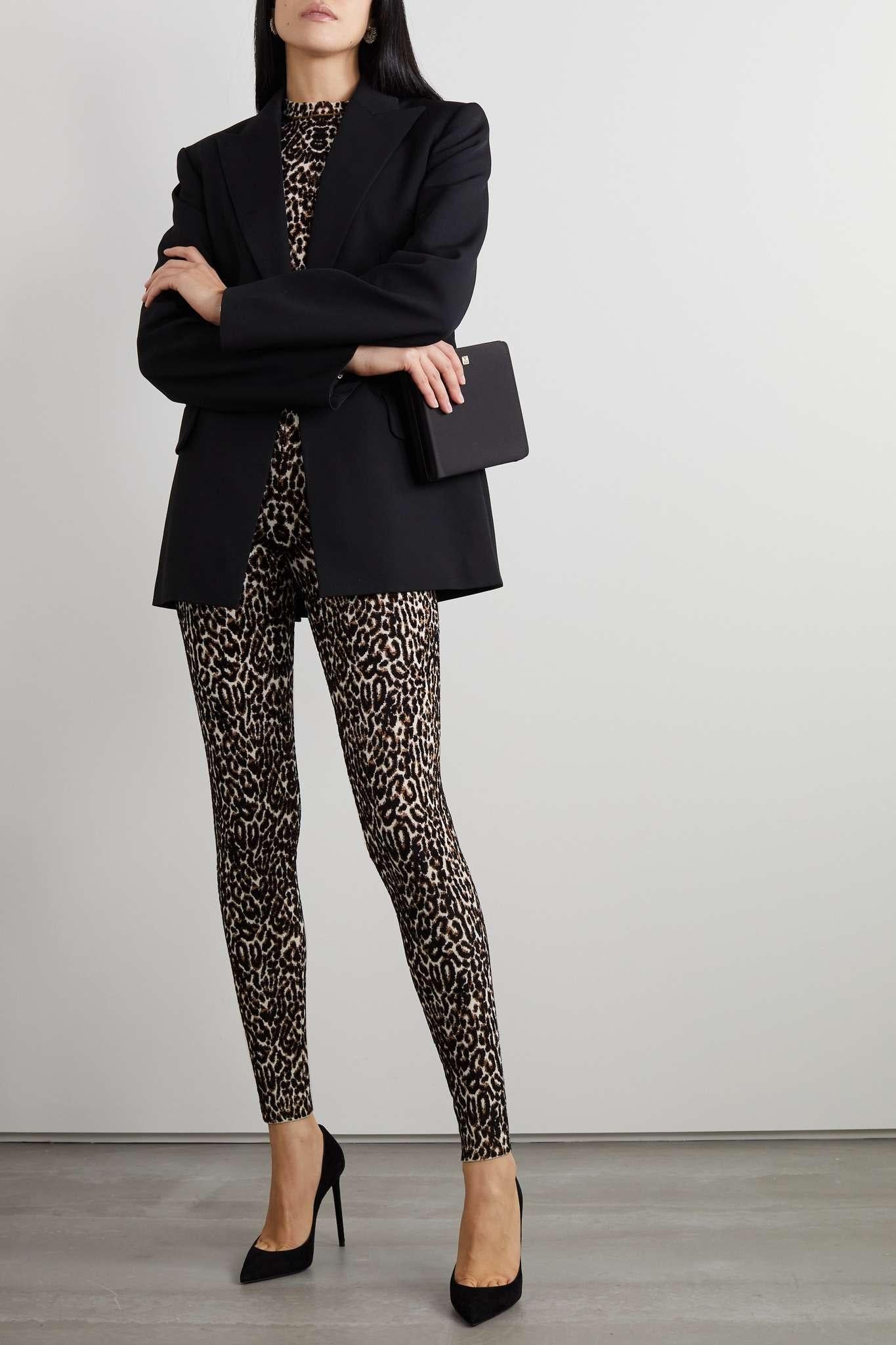 HERMES black white brown 2022 LEOPARD JACQUARD KNIT Jumpsuit S For Sale 2