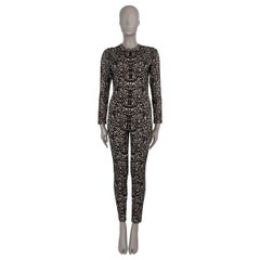 HERMES noir blanc marron 2022 LEOPARD JACQUARD KNIT Combinaison S