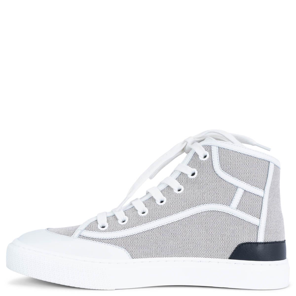 Gray HERMES black & white canvas GET UP High Top Sneakers Shoes 37 For Sale
