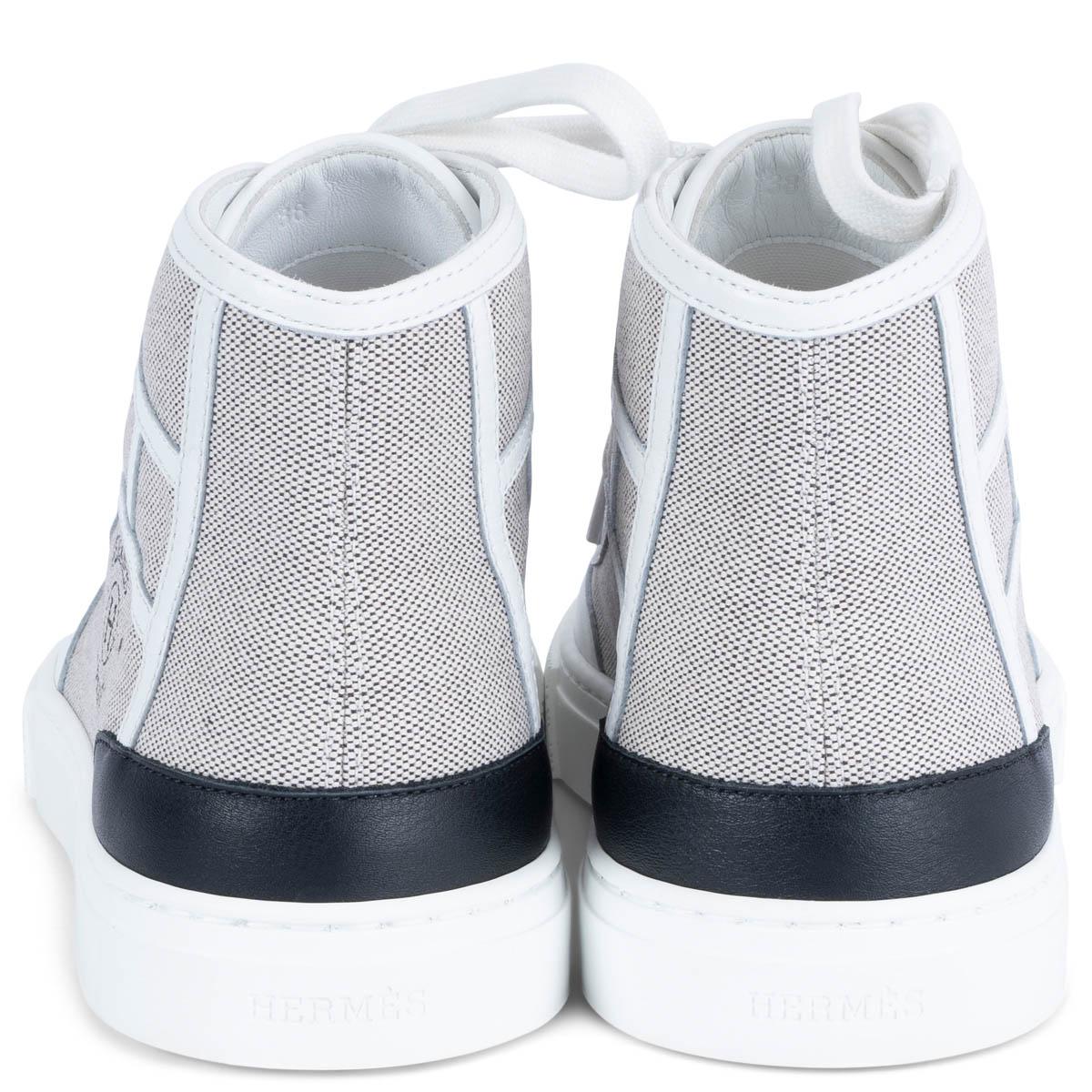 HERMES black & white canvas GET UP High Top Sneakers Shoes 37 In New Condition For Sale In Zürich, CH
