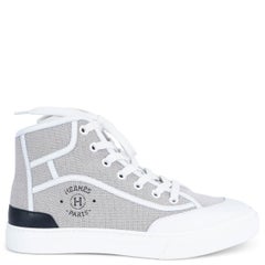 HERMES schwarz & weiß Canvas GET UP High Top Sneakers Schuhe 37