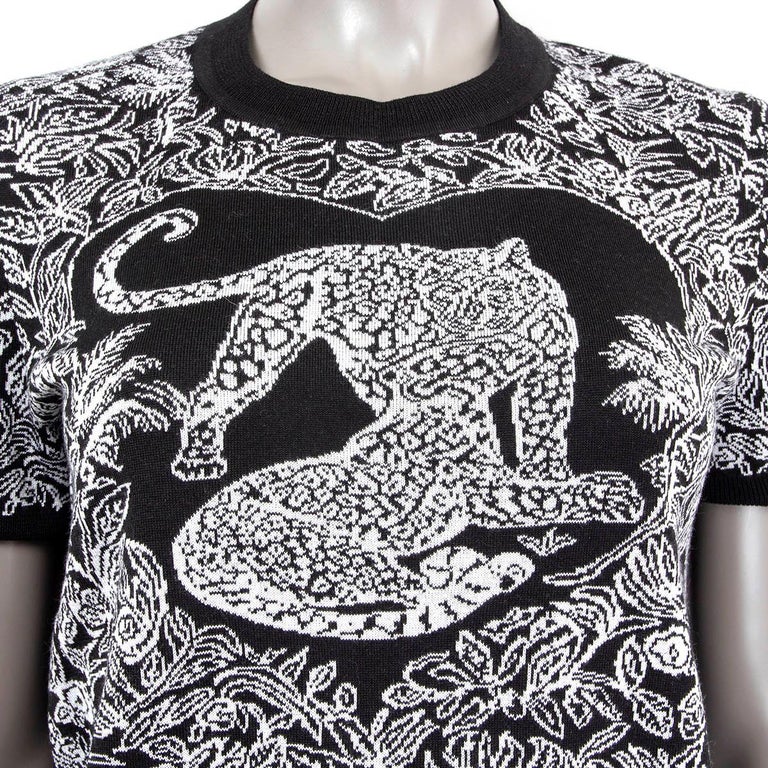 Pull Manches Courtes HERMES Jungle Love Soie Et Cachemire Gris - Taille 38 Occasion