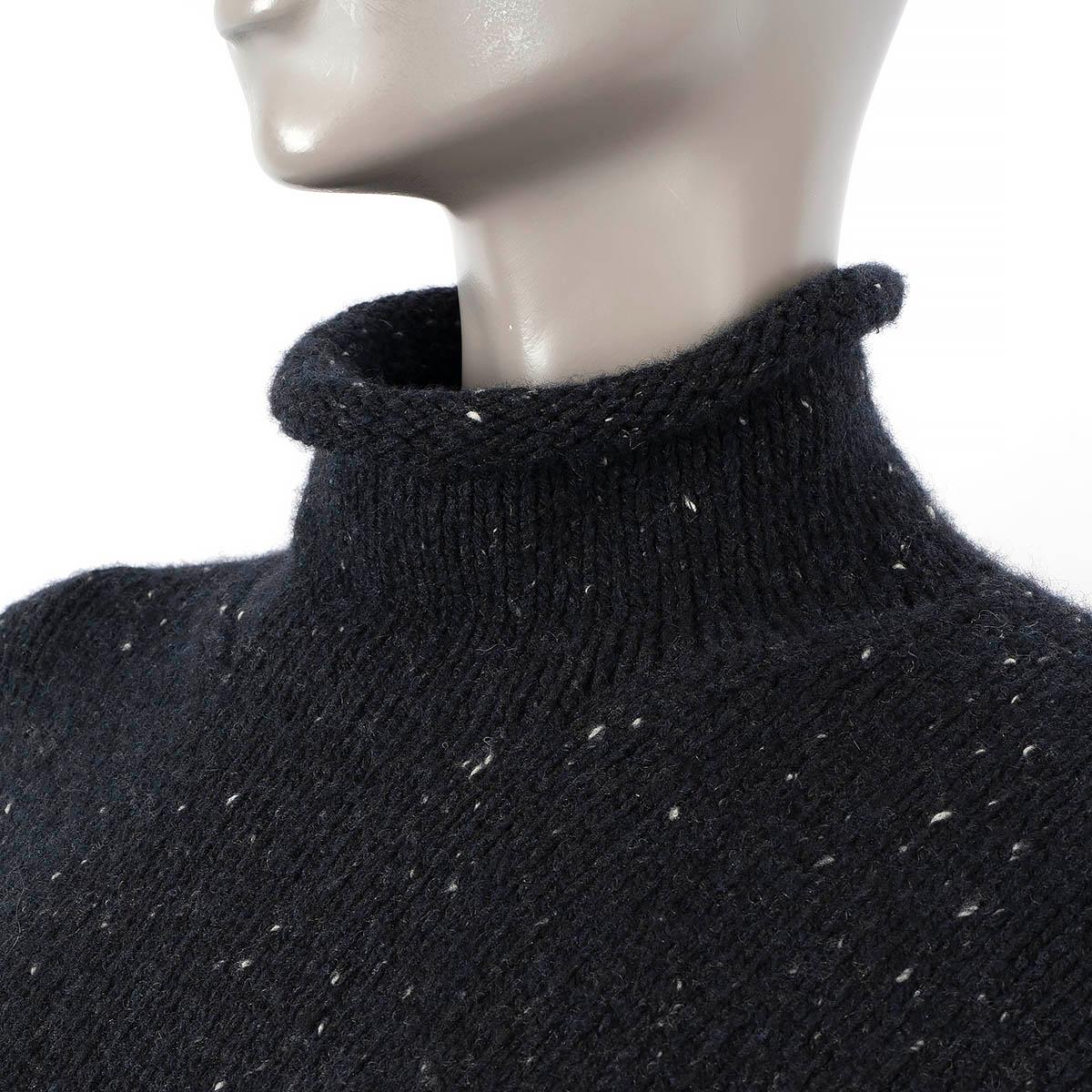 HERMES black & white cashmere SPECKLED TURTLENECK Sweater XL 2