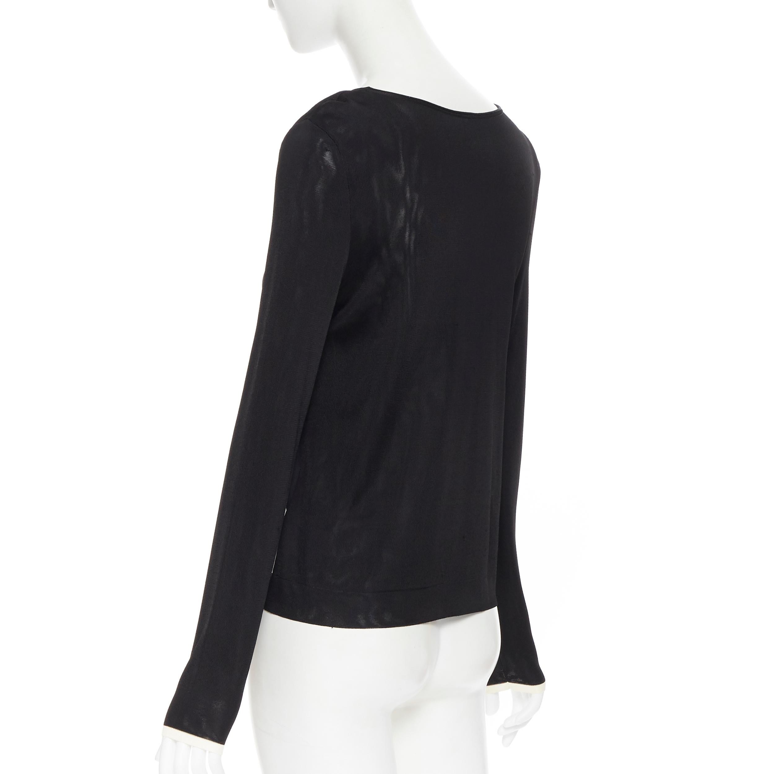 Black HERMES black white geometric silk print panel knit viscose pullover sweater FR34