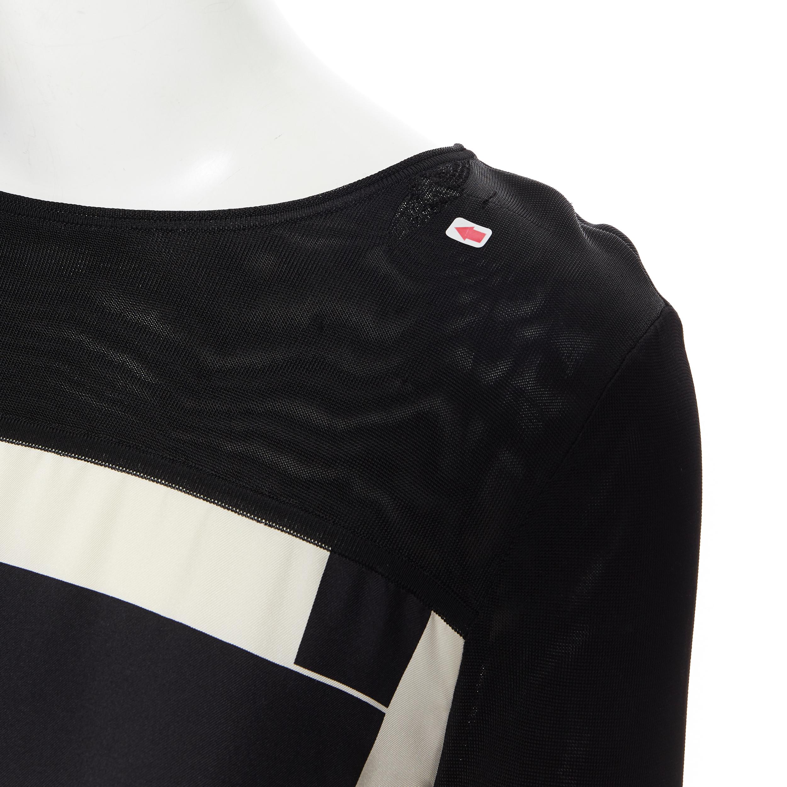 Women's HERMES black white geometric silk print panel knit viscose pullover sweater FR34