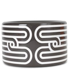 HERMES black & white lacquered wood H DECO EXTRA WIDE Bracelet