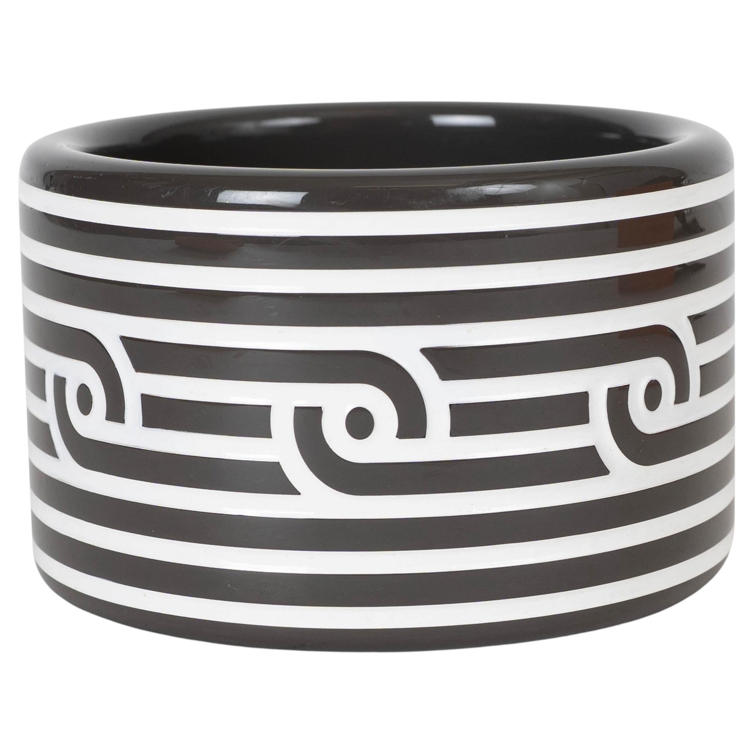 Bracciale HERMES in legno laccato bianco e nero H DECO EXTRA WIDE in vendita