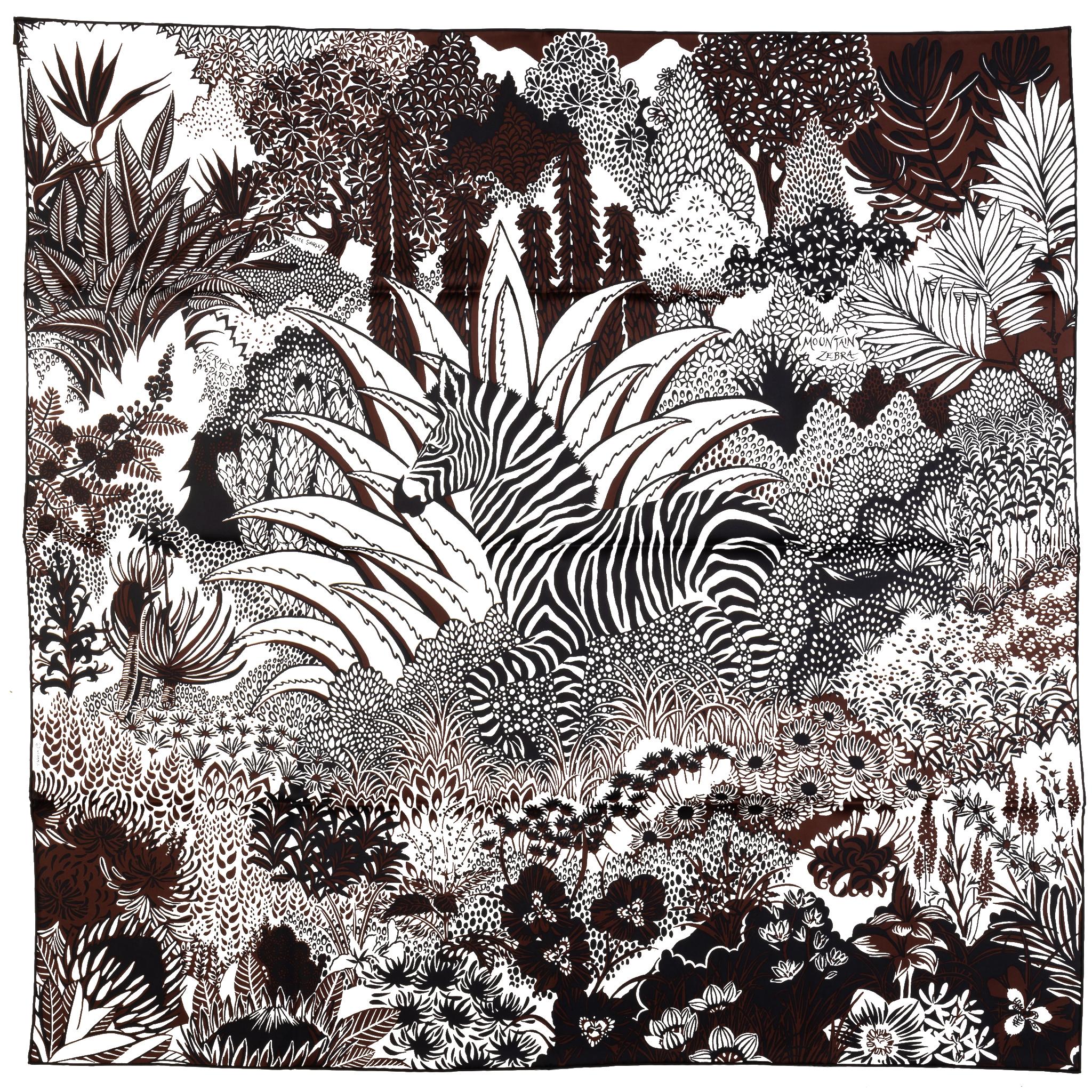 Hermès Black White Mountain Zebra Scarf In New Condition In West Hollywood, CA