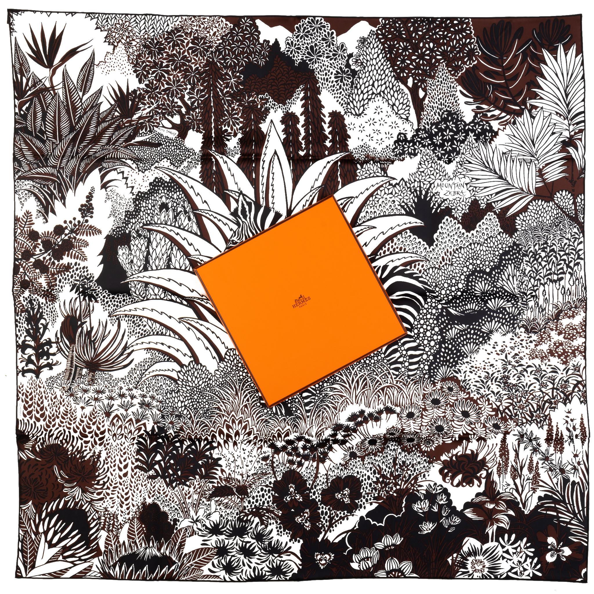 Women's Hermès Black White Mountain Zebra Scarf