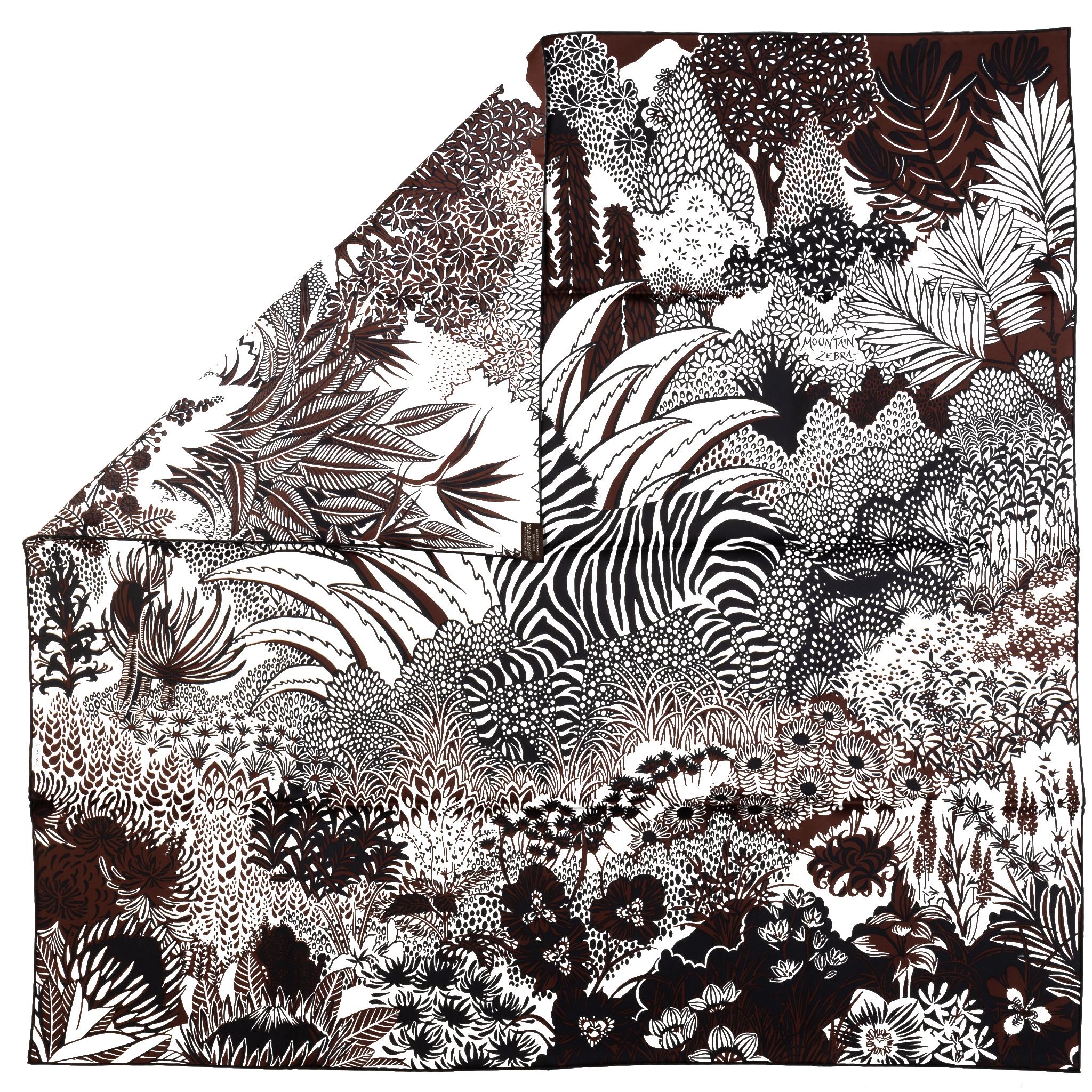 Hermès Black White Mountain Zebra Scarf 1