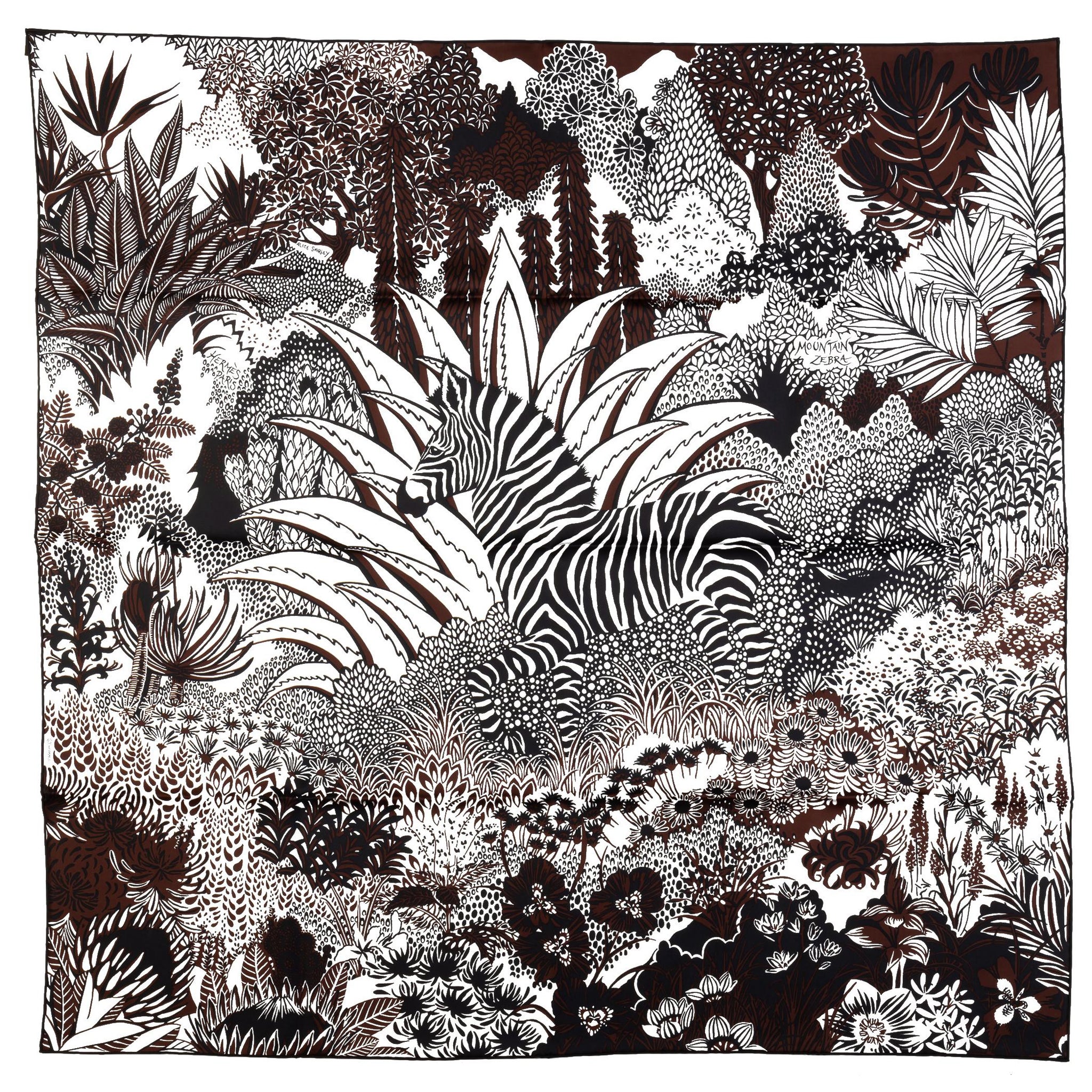 Hermès Bufanda Cebra Montaña Blanca Negra