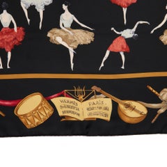Hermès BLACK, WHITE & RED SILK VINTAGE LA DANSE SCARF