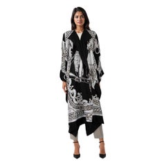 Hermès Black 
White Silk Abstract Kaftan Size XS