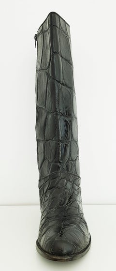 Hermès Black Wild Crocodile Boots - Size 10 (US)